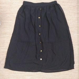 Black Midi Skirt with gold buttons